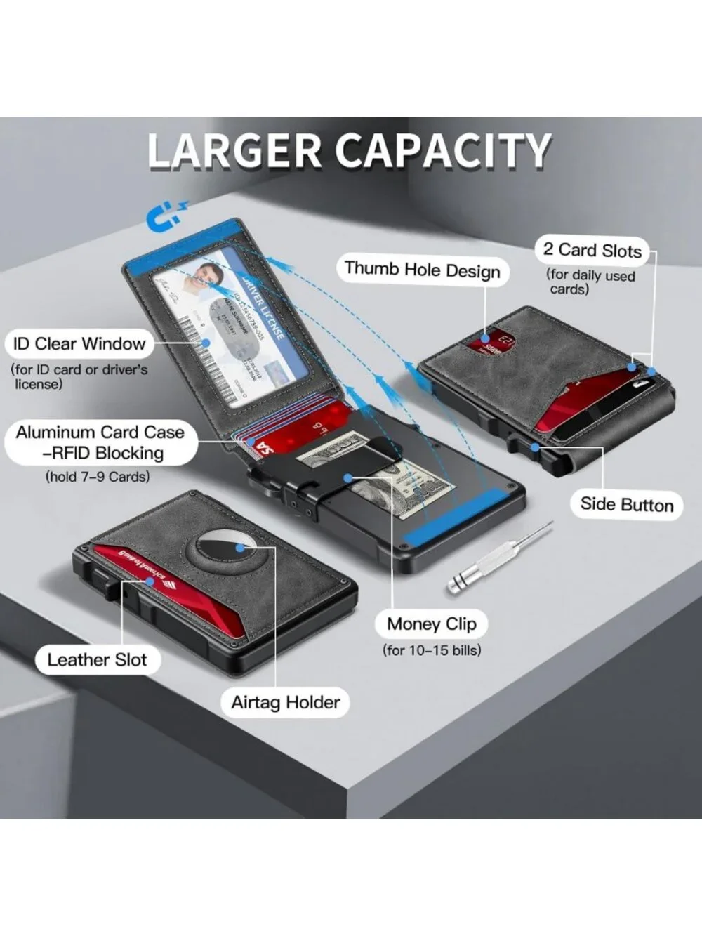 Smart RFID Blocking Minimalist Wallet for AirTag - Men's Slim Design & Secure